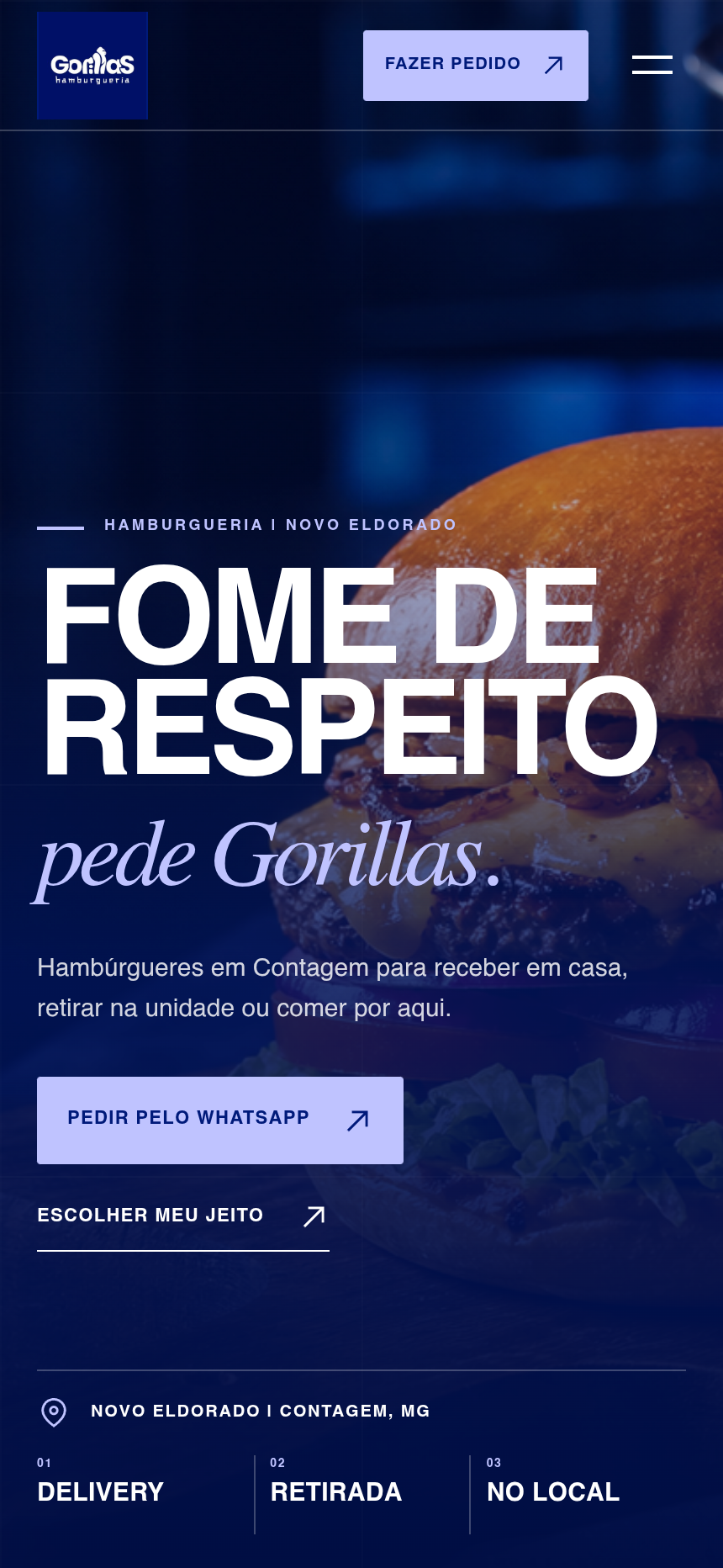Gorillas Hamburgueria em celular